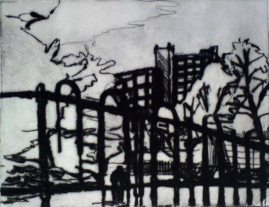 Chris Christodoulou: Southwark One Day, Drypoint